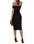 Платье-миди с открытыми плечами и сюрплисом черного цвета HIDDEN - фото 2
