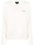 A.P.C. джемпер с вышитым логотипом, нейтральный цвет - фото