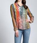 Блузка на пуговицах с принтом «Волны и ромбы» в цвете Multi APNY - фото 2