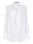 Поплиновая рубашка с оборками BALMAIN, белый - фото