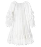 Вышитое платье с ярусами Chloé Kids, Offwhite - фото 3