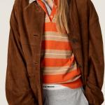 Замшевая куртка-блузон MIU MIU, бренди - фото 5