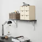 Полка настенная, черно-коричнево-белая, 80x20 см, BERGSHULT/SANDSHULT IKEA - фото 3