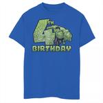 Футболка с рисунком на 4-й день рождения для мальчиков 8–20 лет «Marvel Avengers Hulk Smash» Marvel - фото