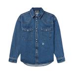 Рубашка Palm Angels Monogram Denim Shirt, Light Blue/White - фото