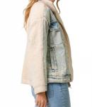 Куртка Halfsies из денима и шерпы в цвете крем/деним Mystree, кремовый - фото 3