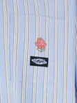 Полосатая рубашка с вышитыми розами MSGM, синий - фото 3