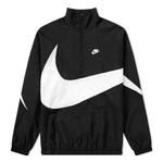 Куртка Nike Swoosh Half Zip Woven Jacket 'Black White', черный - фото