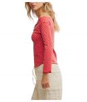Топ Free People Gia Eyelet Top, Red Combo - фото 2