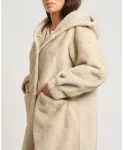 Бежевое длинное пальто с капюшоном Yes Zee, бежевый - фото 2