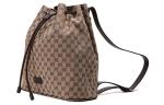 Сумка men's logo drawstring canvas bucket bag backpack one size brown Gucci, коричневый - фото 2