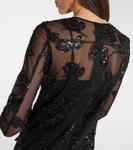 Платье макси из сетки с декором Rotate, черный - фото 6