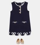 Платье букле Self-Portrait Kids, синий - фото 2