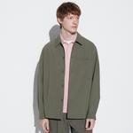 Куртка-рубашка Uniqlo с карманом на груди, 56 оливковый - фото