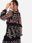 Вышитое платье макси с цветочным принтом и рюшами Maya Deluxe, Black - фото 5