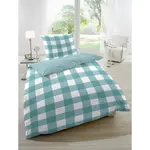 Постельное белье Primera «Basic Percale» в современном клетчатом дизайне, белый/аквамарин - фото 5