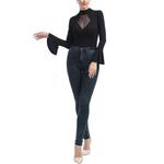 Женское боди Phistic с высоким воротником и расклешенными рукавами, черный - фото 3