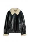 Куртка Bershka Faux leather jacket, Black - фото 5