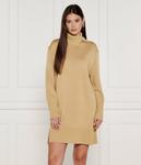 Шерстяное платье с феррингатой Boss Orange, бежевый - фото