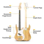 Бас-гитара GP Electric Bass с 4 струнами, цвет Burlywood Glarry - фото 7