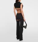 Расклешенные брюки из смесовой шерсти с вырезами Courrèges, черный - фото 3