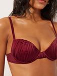 Бикини-топ-футболка CALZEDONIA SHINY SATIN, Wine Red - фото 5