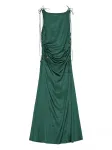 Атласное платье GANNI, зеленый - фото 6