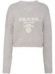 Кашемировый джемпер с логотипом Prada, серый - фото