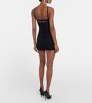 Мини-платье с перекрестными сборками Mugler, Black Bimaterial - фото 3