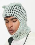 Зеленая вязаная крючком унисекс балаклава унисекс с ушками COLLUSION - фото 3