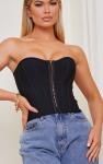 PrettyLittleThing Черный структурированный корсет с крючками и проушинами - фото 4