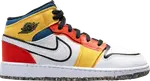 Кроссовки Air Jordan 1 Mid SE GS Multi-Color Canvas, белый - фото