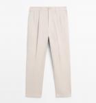 Брюки Massimo Dutti Cotton Blend Darted, бежевый - фото