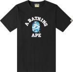 Футболка BAPE ABC Camo College Tee 'Black/Blue', черный - фото