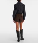 Леонтиновые замшевые шорты Nour Hammour, Mocha Suede - фото 3