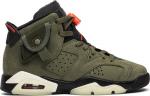 Кроссовки Travis Scott x Air Jordan 6 Retro GS Olive, зеленый - фото