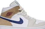 Кроссовки Air Jordan 1 Mid White Khaki Blue Void, белый - фото 2