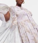 Шелковое платье с принтом Chiara Erdem, Lilac + White - фото 5