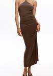 Повседневное платье DRAPED HALTER NECK - MIDI PULL&BEAR, коричневый - фото
