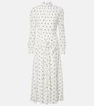Платье миди из шёлка в горошек Alessandra Rich, White-Navy Blue - фото