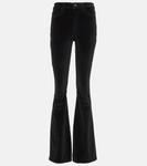 Бархатные расклешенные брюки с высокой посадкой Frame, черный - фото