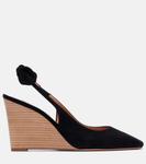 Очень Боу Тай 85 замшевые клинья Aquazzura, черный - фото 4