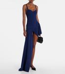 Драпированное асимметричное мини-платье из джерси Balenciaga, Elegant Blue - фото 2