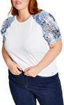 Топ Tommy Hilfiger Plus Size из микс-медиа, White - фото 2