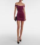 Бархатное платье-корсет с открытыми плечами Alex Perry, Plum - фото 2