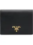 Складной кошелек с логотипом Prada, черный - фото