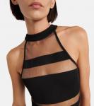 Платье с сетчатыми вставками и вырезом-халтер Balmain, Noir - фото 4