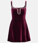 Бархатное мини-платье Self-Portrait, красный - фото