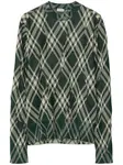 Клетчатый джемпер с жатым эффектом BURBERRY, зеленый - фото