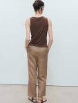 Льняные брюки на шнурке Mango, Medium Brown - фото 4